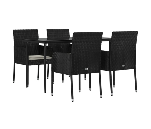 Set de muebles jardín 5 pzas con cojines ratán sintético negro
