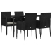 Set de muebles jardín 5 pzas con cojines ratán sintético negro