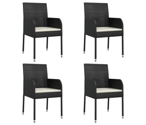 Set de muebles jardín 5 pzas con cojines ratán sintético negro