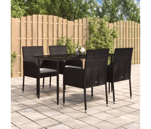 Set de muebles jardín 5 pzas con cojines ratán sintético negro