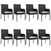 Set de comedor de jardín 9 pzas y cojines ratán sintético negro