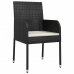 Set de comedor de jardín 9 pzas y cojines ratán sintético negro