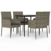 Set comedor jardín 5 pzas y cojines ratán sintético negro gris