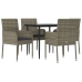 Set comedor jardín 5 pzas y cojines ratán sintético negro gris