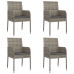 Set comedor jardín 5 pzas y cojines ratán sintético negro gris