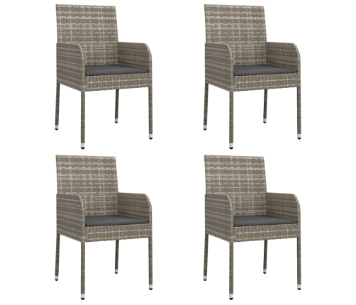 Set comedor jardín 5 pzas y cojines ratán sintético negro gris