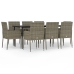 Set comedor jardín 9 pzas y cojines ratán sintético negro gris