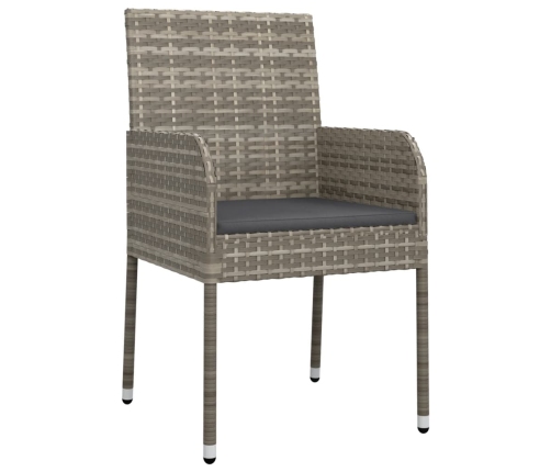 Set comedor jardín 9 pzas y cojines ratán sintético negro gris