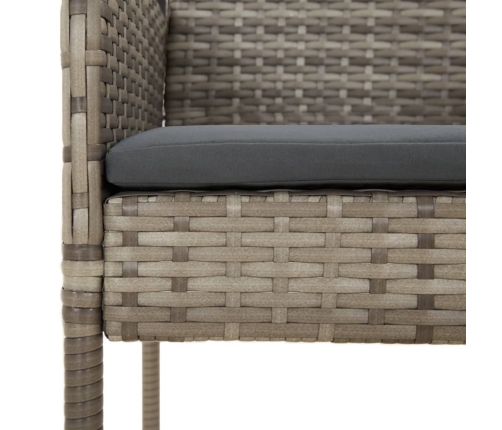 Set comedor jardín 9 pzas y cojines ratán sintético negro gris