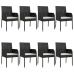Set de comedor de jardín 9 pzas y cojines ratán sintético negro