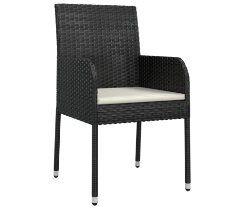 Set de comedor de jardín 9 pzas y cojines ratán sintético negro