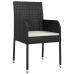 Set de comedor de jardín 9 pzas y cojines ratán sintético negro