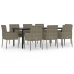 Set comedor jardín 9 pzas y cojines ratán sintético negro gris