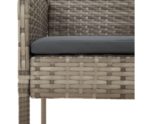 Set comedor jardín 9 pzas y cojines ratán sintético negro gris
