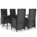 Set de muebles jardín 5 pzas con cojines ratán sintético negro
