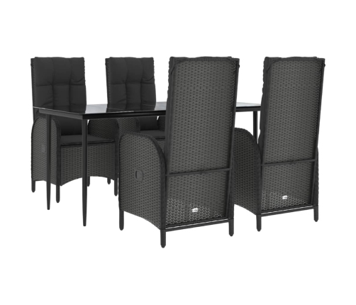 Set de muebles jardín 5 pzas con cojines ratán sintético negro