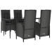 Set de muebles jardín 5 pzas con cojines ratán sintético negro