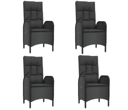 Set de muebles jardín 5 pzas con cojines ratán sintético negro