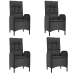 Set de muebles jardín 5 pzas con cojines ratán sintético negro