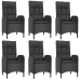 Set de comedor de jardín 7 pzas y cojines ratán sintético negro