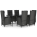 Set de comedor de jardín 7 pzas y cojines ratán sintético negro