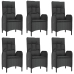 Set de comedor de jardín 7 pzas y cojines ratán sintético negro