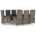 Set comedor jardín 9 pzas y cojines ratán sintético negro gris