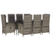 Set comedor jardín 9 pzas y cojines ratán sintético negro gris