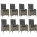Set comedor jardín 9 pzas y cojines ratán sintético negro gris