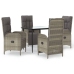 Set comedor jardín 5 pzas y cojines ratán sintético negro gris