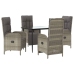 Set comedor jardín 5 pzas y cojines ratán sintético negro gris
