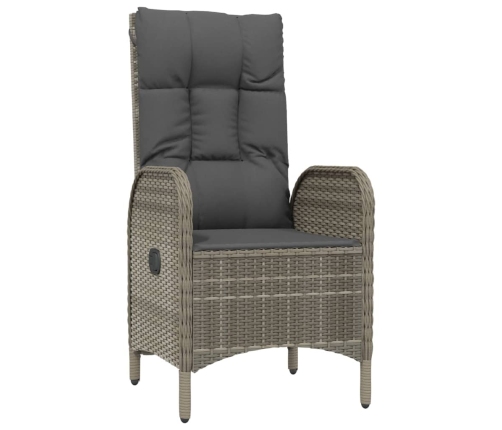 Set comedor jardín 5 pzas y cojines ratán sintético negro gris