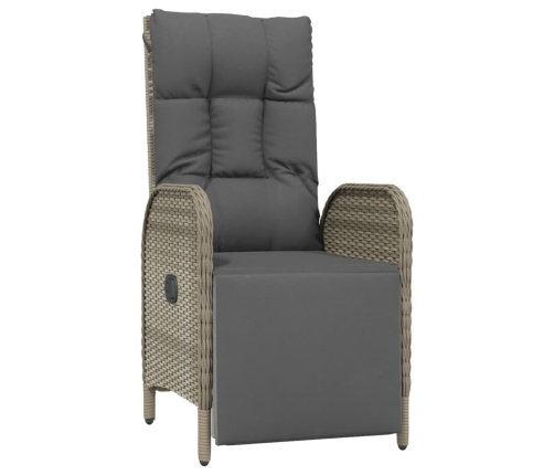 Set comedor jardín 5 pzas y cojines ratán sintético negro gris