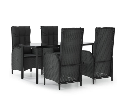 Set de muebles jardín 5 pzas con cojines ratán sintético negro