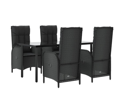 Set de muebles jardín 5 pzas con cojines ratán sintético negro
