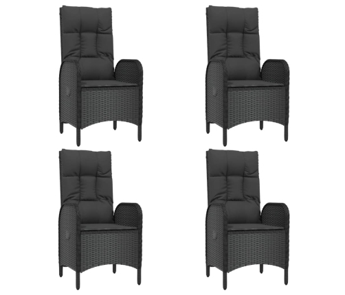 Set de muebles jardín 5 pzas con cojines ratán sintético negro