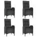 Set de muebles jardín 5 pzas con cojines ratán sintético negro
