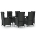 Set de comedor de jardín 7 pzas y cojines ratán sintético negro