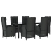 Set de comedor de jardín 7 pzas y cojines ratán sintético negro
