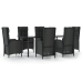 Set de comedor de jardín 7 pzas y cojines ratán sintético negro