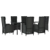 Set de comedor de jardín 7 pzas y cojines ratán sintético negro