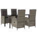 Set comedor jardín 5 pzas y cojines ratán sintético negro gris