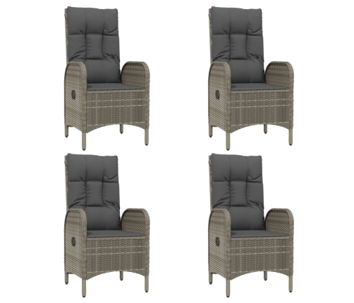 Set comedor jardín 5 pzas y cojines ratán sintético negro gris