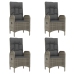 Set comedor jardín 5 pzas y cojines ratán sintético negro gris
