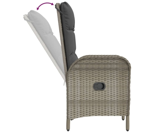 Set comedor jardín 5 pzas y cojines ratán sintético negro gris