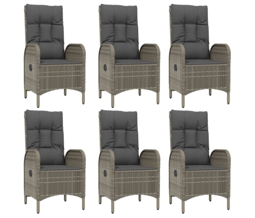 Set comedor jardín 7 pzas y cojines ratán sintético negro gris