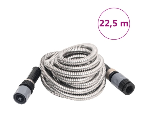 Manguera jardín pulverizador acero inoxidable plata 14mm 22,5 m