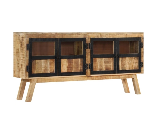 Aparador de madera maciza de mango marrón y negro 160x30x76 cm