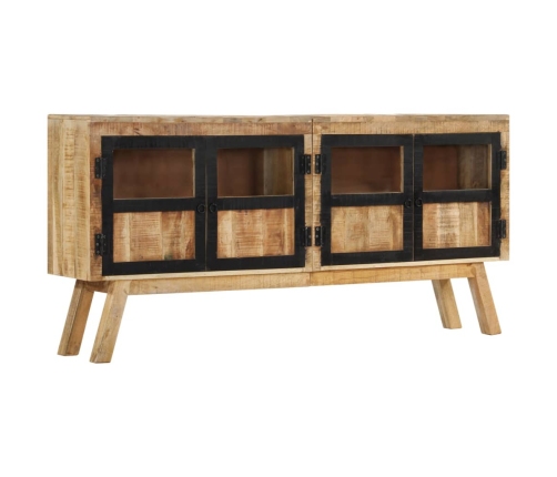 Aparador de madera maciza de mango marrón y negro 160x30x76 cm