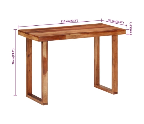 Mesa de comedor madera maciza de acacia 110x50x76 cm